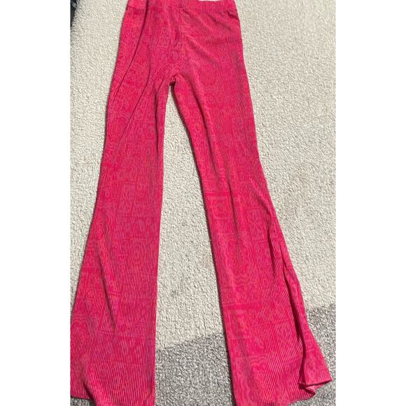 NWT Urban Outfitters Womens Small Barbie Y2K Alia Plisse Flare Pants Pink New - Picture 3 of 13